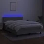 Box spring bed mattress and LED lights light gray fabric 140x190 cm by , Beds and slatted bases - Ref: Foro24-3133309, Price:...