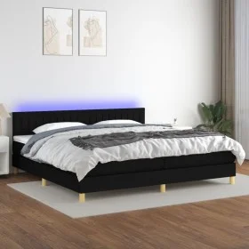 Box spring bed with LED mattress black fabric 200x200 cm by , Beds and slatted bases - Ref: Foro24-3133903, Price: 572,60 €, ...