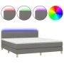 Box spring bed with mattress and LED dark gray fabric 160x200 cm by , Beds and slatted bases - Ref: Foro24-3133886, Price: 48...