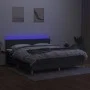 Box spring bed with mattress and LED dark gray fabric 160x200 cm by , Beds and slatted bases - Ref: Foro24-3133886, Price: 48...