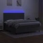 Cama box spring colchón y luces LED tela gris oscuro 160x200 cm de , Camas y somieres - Ref: Foro24-3134966, Precio: 570,35 €...