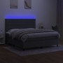 Cama box spring colchón y luces LED tela gris oscuro 160x200 cm