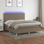 Box spring bed with mattress and LED lights taupe gray fabric 160x200 cm by , Beds and slatted bases - Ref: Foro24-3135529, P...
