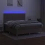 Box spring bed with mattress and LED lights taupe gray fabric 160x200 cm by , Beds and slatted bases - Ref: Foro24-3135529, P...