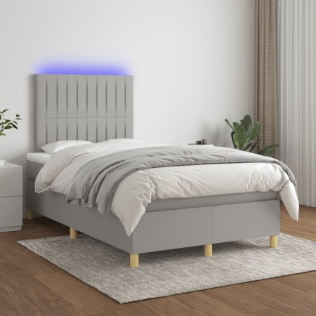Boxspringbett mit Stoffmatratze und hellgrauer LED 120x200 cm von , Betten und Lattenroste - Ref: Foro24-3135581, Preis: 407,...