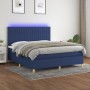 Box spring bed mattress and LED lights blue fabric 160x200 cm by , Beds and slatted bases - Ref: Foro24-3135611, Price: 573,0...