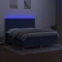 Box spring bed mattress and LED lights blue fabric 160x200 cm by , Beds and slatted bases - Ref: Foro24-3135611, Price: 558,0...