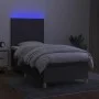 Cama box spring colchón y luces LED tela gris oscuro 100x200 cm de , Camas y somieres - Ref: Foro24-3135574, Precio: 359,01 €...