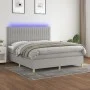 Box spring bed mattress and LED lights light gray fabric 160x200 cm by , Beds and slatted bases - Ref: Foro24-3135605, Price:...