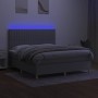 Box spring bed mattress and LED lights light gray fabric 160x200 cm by , Beds and slatted bases - Ref: Foro24-3135605, Price:...