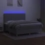 Box spring bed mattress and LED lights light gray fabric 160x200 cm by , Beds and slatted bases - Ref: Foro24-3135605, Price:...