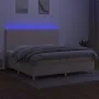Box spring bed mattress and LED lights cream fabric 200x200 cm by , Beds and slatted bases - Ref: Foro24-3135626, Price: 664,...