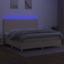 Cama box spring colchón y luces LED tela crema 200x200 cm de , Camas y somieres - Ref: Foro24-3135626, Precio: 631,97 €, Desc...