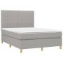 Box spring bed mattress and LED lights light gray fabric 140x200 cm by , Beds and slatted bases - Ref: Foro24-3135597, Price:...