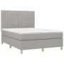 Box spring bed mattress and LED lights light gray fabric 140x200 cm by , Beds and slatted bases - Ref: Foro24-3135597, Price:...