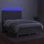 Box spring bed mattress and LED lights light gray fabric 140x200 cm by , Beds and slatted bases - Ref: Foro24-3135597, Price:...