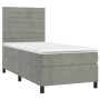 Box spring bed with mattress and LED light gray velvet 80x200 cm by , Beds and slatted bases - Ref: Foro24-3136149, Price: 31...