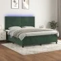 Box spring bed with mattress and LED dark green velvet 160x200cm by , Beds and slatted bases - Ref: Foro24-3136194, Price: 58...