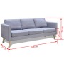 Dreisitziges Sofa aus hellgrauem Stoff von vidaXL, Sofas - Ref: Foro24-242219, Preis: 312,97 €, Rabatt: %