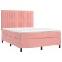 Box spring bed with mattress and LED pink velvet 140x200 cm by , Beds and slatted bases - Ref: Foro24-3136250, Price: 480,52 ...