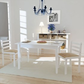 Sillas de comedor 2 uds madera maciza caucho terciopelo blanco de vidaXL, Sillas de comedor - Ref: Foro24-242030, Precio: 76,...