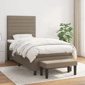 Box spring bed with taupe gray fabric mattress 80x200 cm by , Beds and slatted bases - Ref: Foro24-3136633, Price: 401,90 €, ...