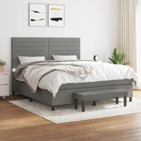 Box spring bed with dark gray fabric mattress 160x200 cm by , Beds and slatted bases - Ref: Foro24-3136686, Price: 618,00 €, ...