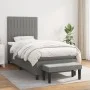 Box spring bed with dark gray fabric mattress 100x200 cm by , Beds and slatted bases - Ref: Foro24-3136734, Price: 373,49 €, ...
