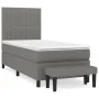 Box spring bed with dark gray fabric mattress 100x200 cm by , Beds and slatted bases - Ref: Foro24-3136734, Price: 373,49 €, ...