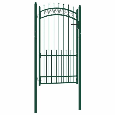 Puerta de valla con picos acero verde 100x175 cm