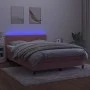 Box spring bed with mattress and LED pink velvet 140x190 cm by , Beds and slatted bases - Ref: Foro24-3134524, Price: 458,11 ...