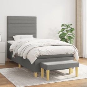 Box spring bed with dark gray fabric mattress 80x200 cm by , Beds and slatted bases - Ref: Foro24-3137190, Price: 352,80 €, D...