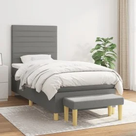Box spring bed with dark gray fabric mattress 80x200 cm by , Beds and slatted bases - Ref: Foro24-3137190, Price: 359,41 €, D...