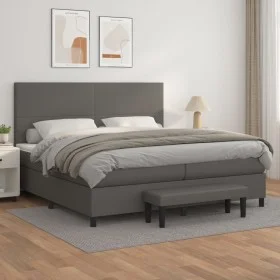 Box spring bed with gray synthetic leather mattress 200x200 cm by , Beds and slatted bases - Ref: Foro24-3137567, Price: 791,...