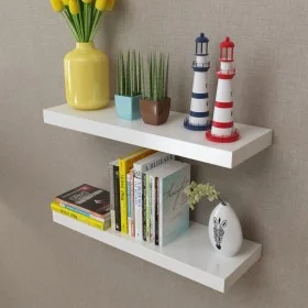 2pcs White MDF Floating Wall Shelves for Books/DVD by vidaXL, Shelves and shelves - Ref: Foro24-242183, Price: 35,63 €, Disco...