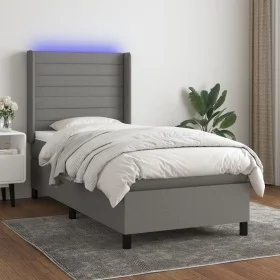 Box spring bed mattress and LED lights dark gray fabric 80x200 cm by , Beds and slatted bases - Ref: Foro24-3138350, Price: 3...