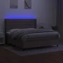 Box spring bed with mattress and LED lights taupe gray fabric 160x200 cm by , Beds and slatted bases - Ref: Foro24-3138409, P...