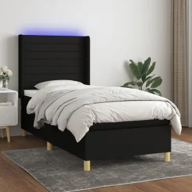 Box spring bed mattress and LED lights black fabric 80x200 cm by , Beds and slatted bases - Ref: Foro24-3138911, Price: 336,6...