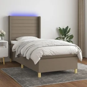 Box spring bed with mattress and taupe gray LED lights 80x200 cm by , Beds and slatted bases - Ref: Foro24-3138913, Price: 37...