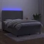 Box spring bed with mattress and LED light gray velvet 140x200 cm by , Beds and slatted bases - Ref: Foro24-3139685, Price: 5...