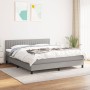 Box spring bed with light gray fabric mattress 160x200 cm by , Beds and slatted bases - Ref: Foro24-3140225, Price: 495,48 €,...