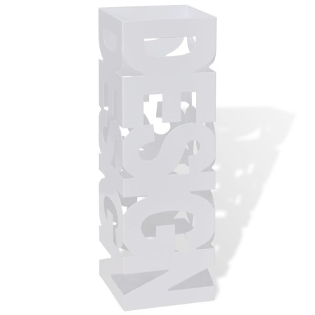 Paragüero cuadrado blanco de acero, 48.5 cm, guarda bastones de vidaXL, Paragüeros - Ref: Foro24-242467, Precio: 30,99 €
