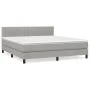 Box spring bed with light gray fabric mattress 160x200 cm by , Beds and slatted bases - Ref: Foro24-3140225, Price: 479,63 €,...