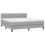 Box spring bed with light gray fabric mattress 160x200 cm by , Beds and slatted bases - Ref: Foro24-3140225, Price: 479,63 €,...