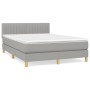 Box spring bed with light gray fabric mattress 140x190 cm by , Beds and slatted bases - Ref: Foro24-3140769, Price: 474,51 €,...