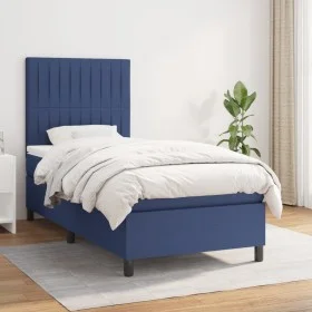 Box spring bed with blue fabric mattress 80x200 cm by , Beds and slatted bases - Ref: Foro24-3141895, Price: 348,75 €, Discou...