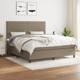 Box spring bed with taupe gray fabric mattress 160x200 cm by , Beds and slatted bases - Ref: Foro24-3141869, Price: 614,62 €,...
