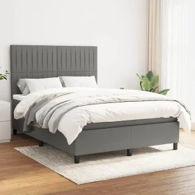 Box spring bed with dark gray fabric mattress 140x200 cm by , Beds and slatted bases - Ref: Foro24-3141938, Price: 488,32 €, ...