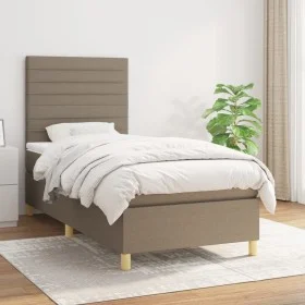 Box spring bed with taupe gray fabric mattress 80x200 cm by , Beds and slatted bases - Ref: Foro24-3142373, Price: 351,86 €, ...