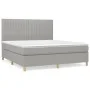Box spring bed with light gray fabric mattress 160x200 cm by , Beds and slatted bases - Ref: Foro24-3142505, Price: 539,56 €,...
